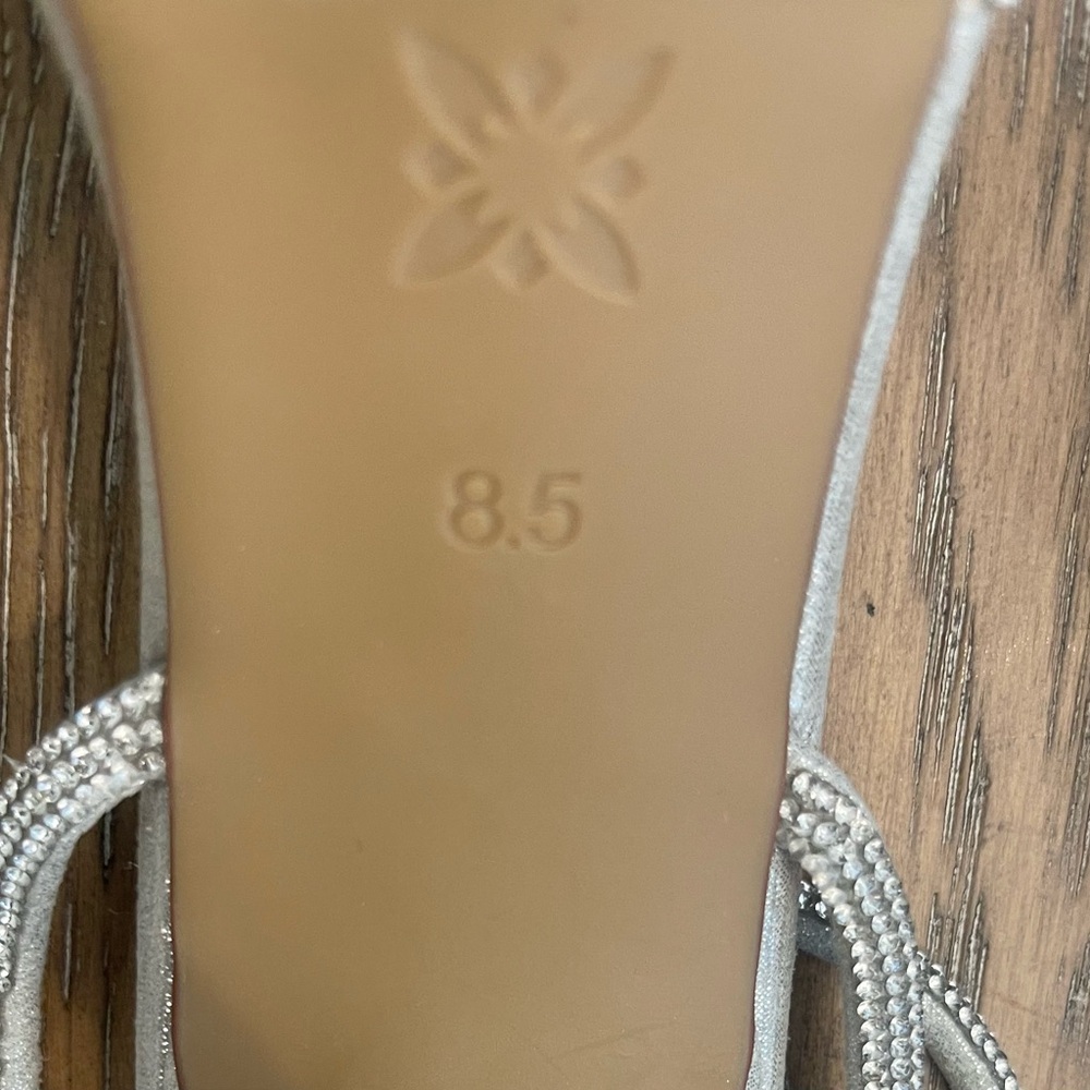 BCBGeneration Annese Silver And Rhinestone Heels Ankle Straps - Picture 6 of 8